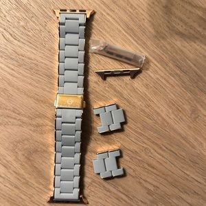 MICHELE Five-Link Silicone-Wrapped Band for Apple Watch, grey & rose gold